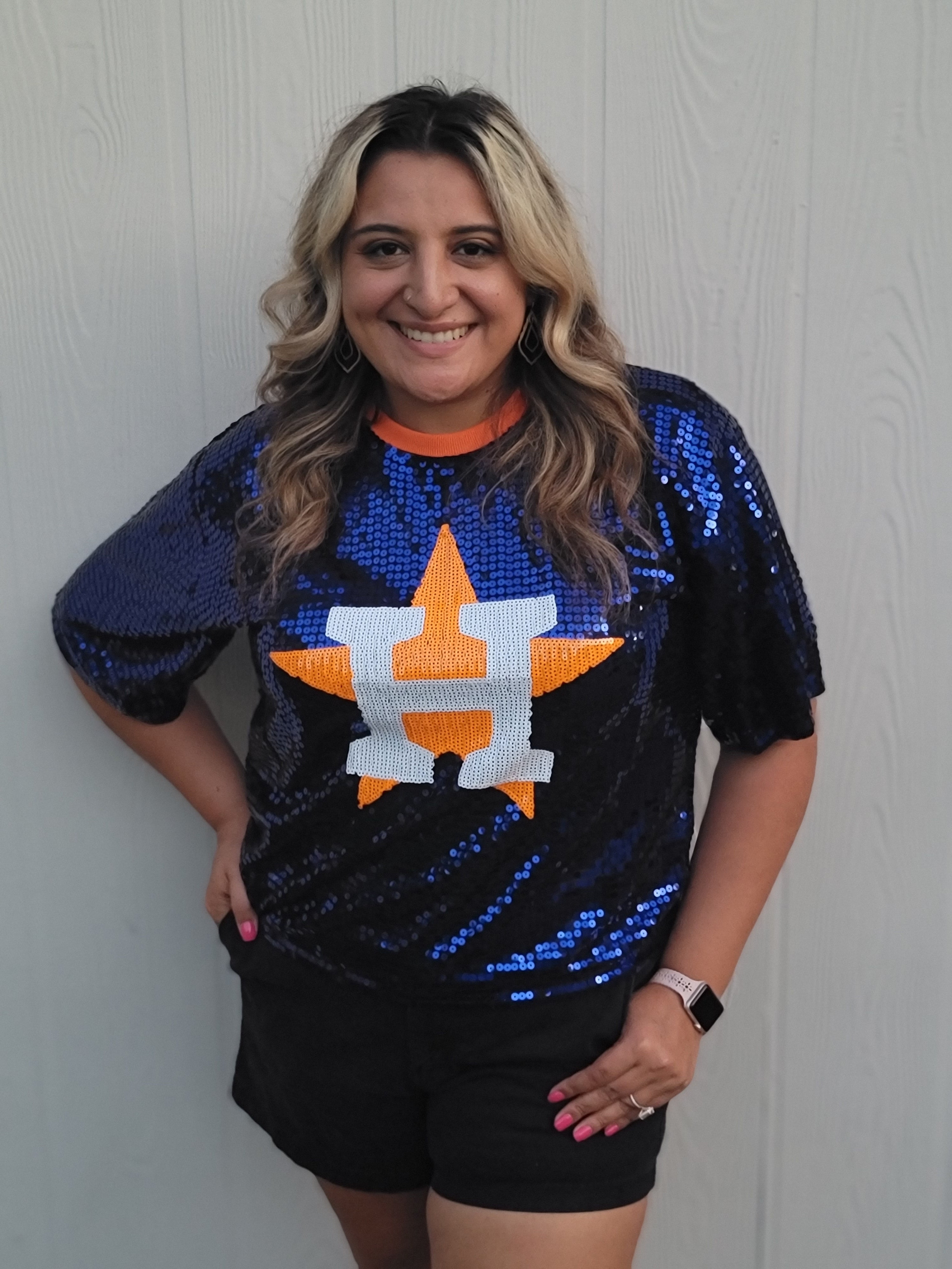 Houston Astros Sequined Blue with the Logo Shirt image 4