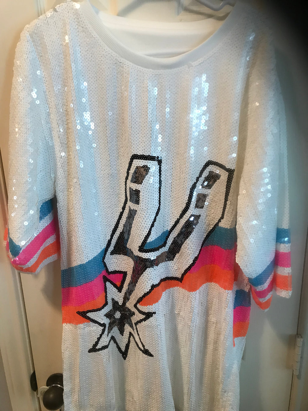 San Antonio Spurs Sequined White Shirt with Logo image 1