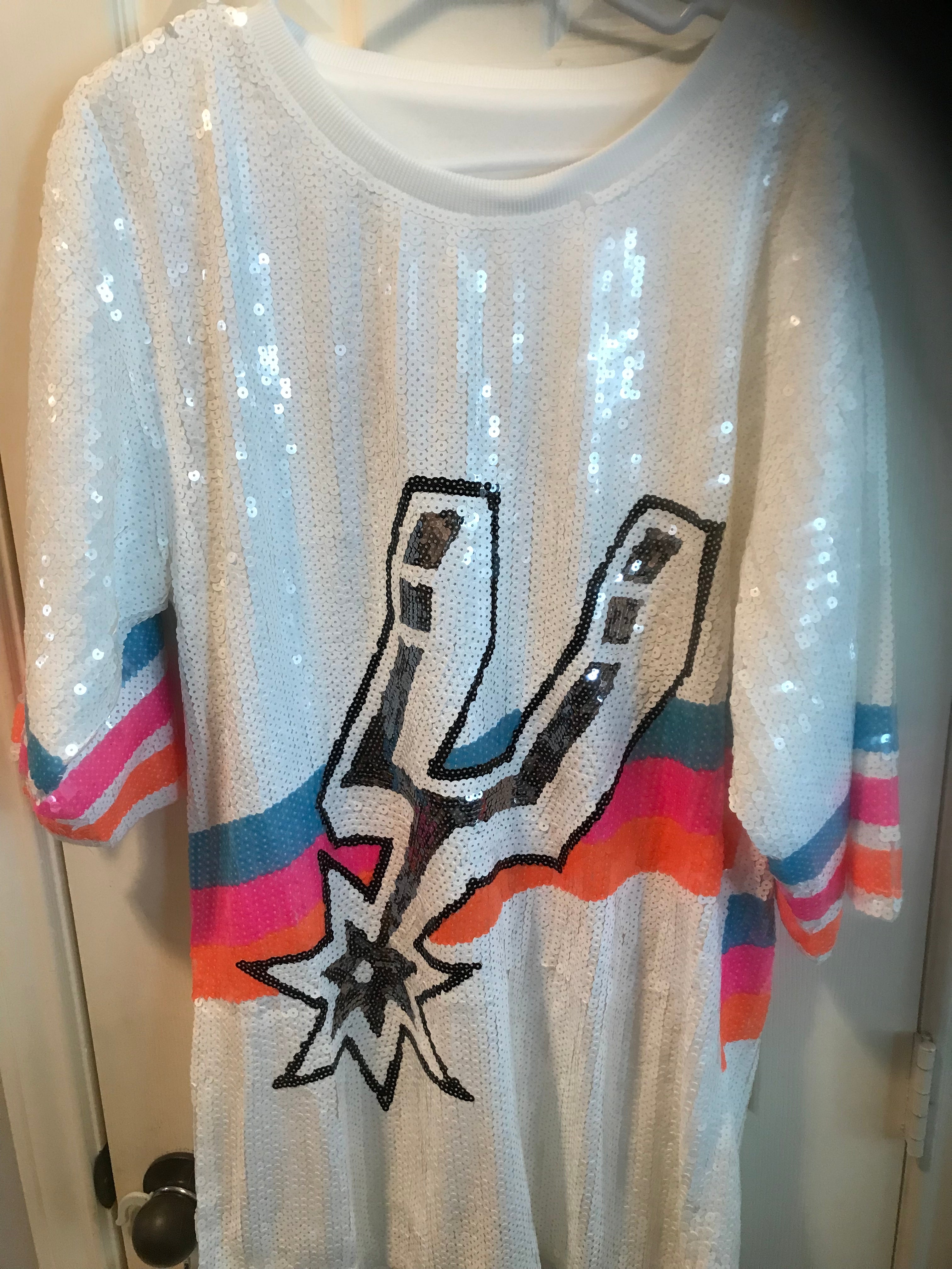 San Antonio Spurs Sequined White Shirt with Logo image 1