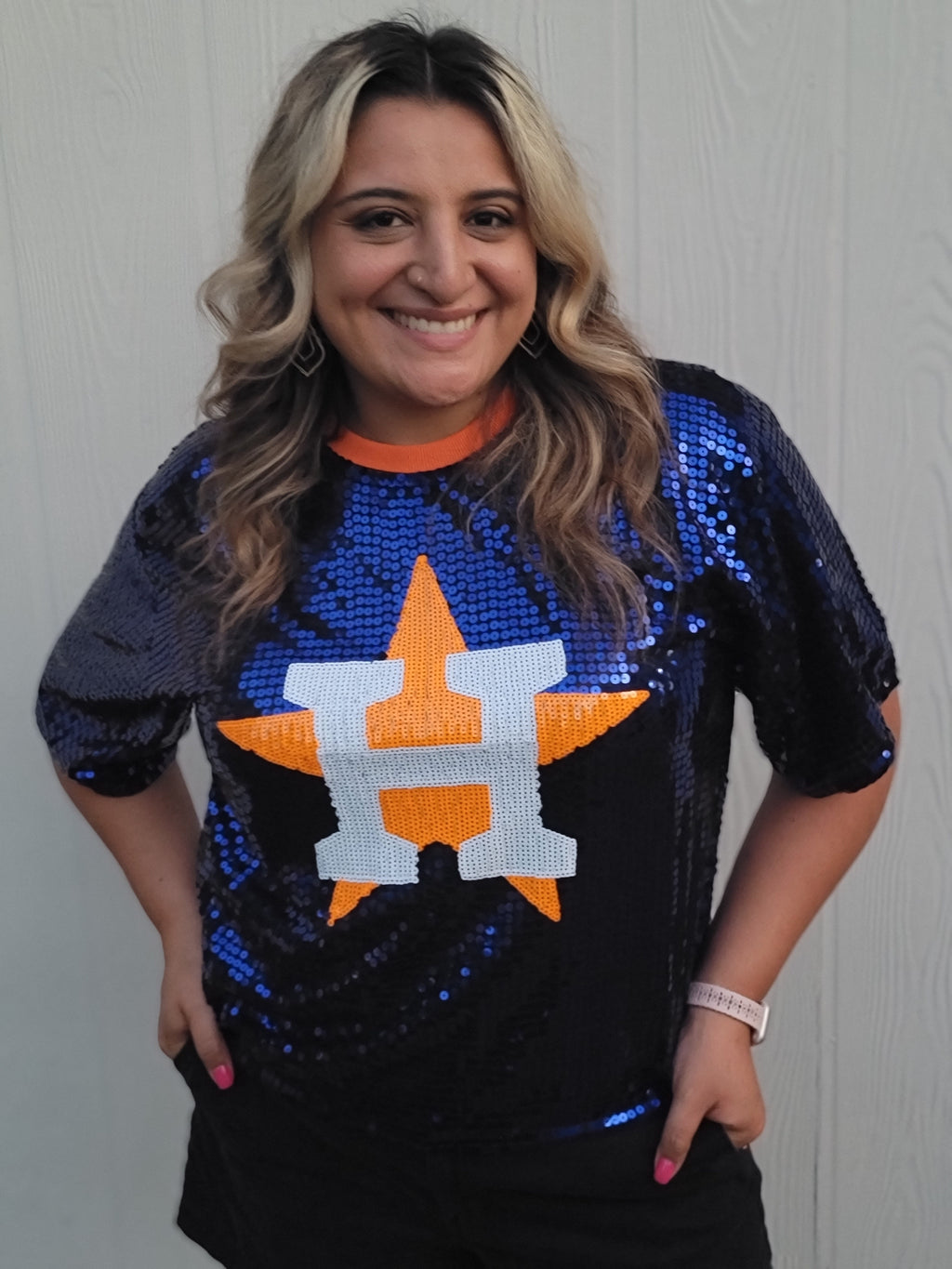 Houston Astros Sequined Blue with the Logo Shirt image 3